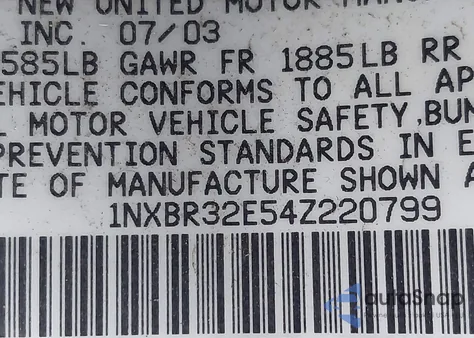 2004 Toyota Corolla S z USA, uszkodzony, nr VIN 1NXBR32E54Z220799